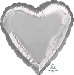 Anagram Heart Metallic Silver 45cm Each