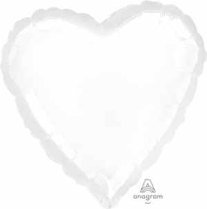 Anagram Heart Metallic White 45cm Each