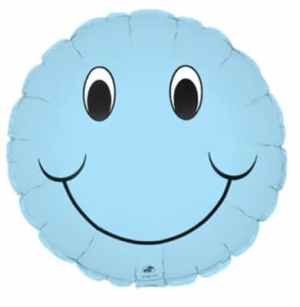 Smiley Face Pastel Blue Foil 23cm Each