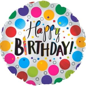 Happy Birthday Colourful Bubbles Foil 23cm Each