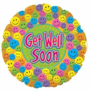 Get Well Soon Smiley Faces Foil 23cm Each