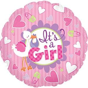 Its's A Girl Stork 23cm with valve