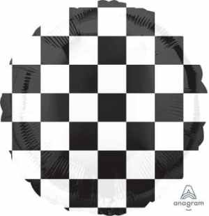 13955.jpg Black and White Checkerboard 45cm Foil Balloons Each