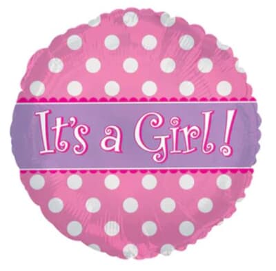 144016.jpg It's A Girl Dots Foil balloon 11cm Each