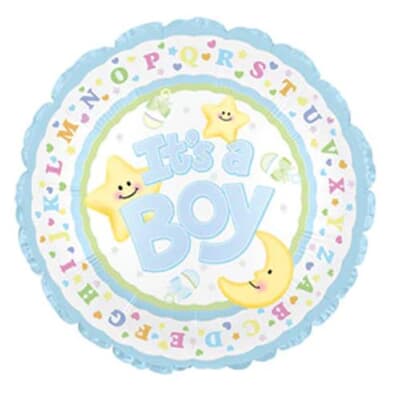 144290.jpg It's A Boy Moon And Star Foil balloon 11cm Each