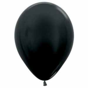 Sempertex Metallic Black Latex Balloon 5in (12cm) Bag(100)