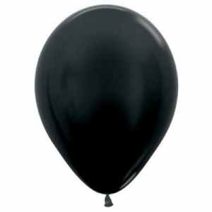 Sempertex Metallic Black Latex Balloon 30cm Bag(100)
