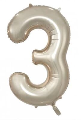 Number 3 Champagne 86cm (34 inch) Decrotex Foil Balloon Each