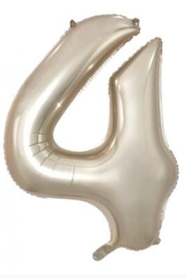 Number 4 Champagne 86cm (34 inch) Decrotex Foil Balloon Each