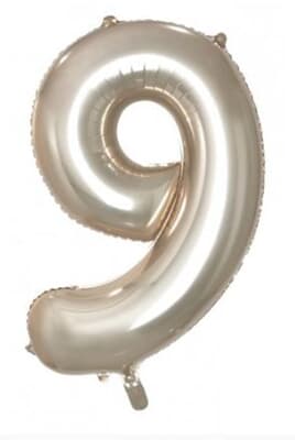 Number 9 Champagne 86cm (34 inch) Decrotex Foil Balloon Each