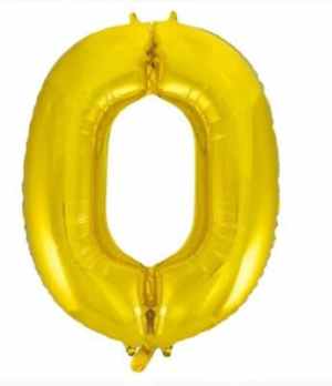 Number 0 Gold 86cm (34 inch) Decrotex Foil Balloon Each