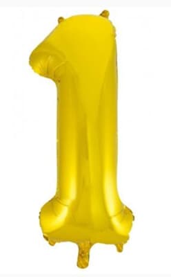 Number 1 Gold 86cm (34 inch) Decrotex Foil Balloon Each