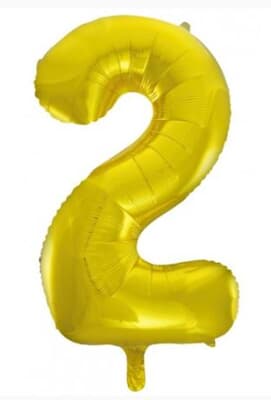 213712.jpg Number 2 Gold 86cm (34 inch) Decrotex Foil Balloon Each