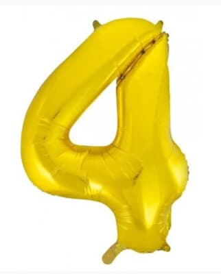 213714.jpg Number 4 Gold 86cm (34 inch) Decrotex Foil Balloon Each