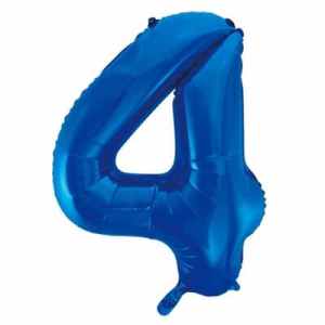Number 4 Blue 86cm (34 inch) Decrotex Foil Balloon Each