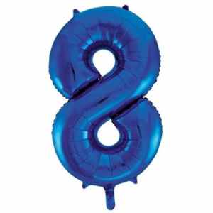 Number 8 Blue 86cm (34 inch) Decrotex Foil Balloon Each