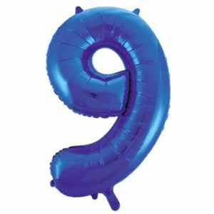 Number 9 Blue 86cm (34 inch) Decrotex Foil Balloon Each