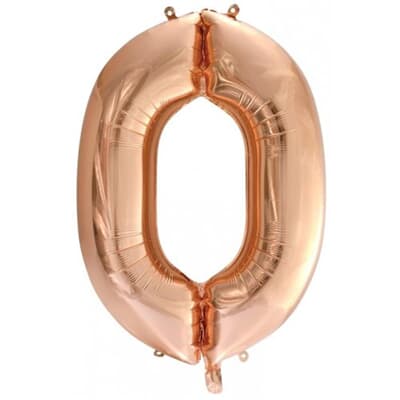 Number 0 Rose Gold 86cm (34 inch) Decrotex Foil Balloon Each