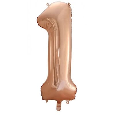 Number 1 Rose Gold 86cm (34 inch) Decrotex Foil Balloon Each