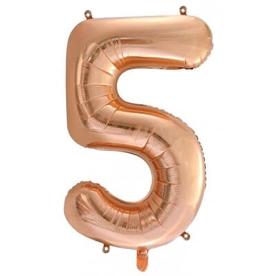 Number 5 Rose Gold 86cm (34 inch) Decrotex Foil Balloon Each