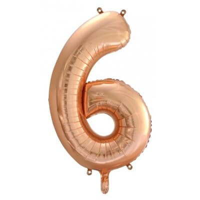 Number 6 Rose Gold 86cm (34 inch) Decrotex Foil Balloon Each