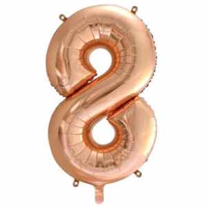 Number 8 Rose Gold 86cm (34 inch) Decrotex Foil Balloon Each
