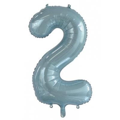 Number 2 Light Blue 86cm (34 inch) Decrotex Foil Balloon Each