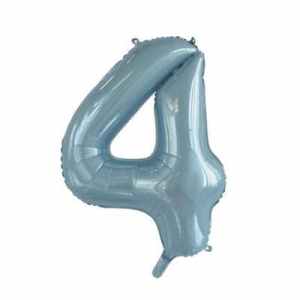 Number 4 Light Blue 86cm (34 inch) Decrotex Foil Balloon Each