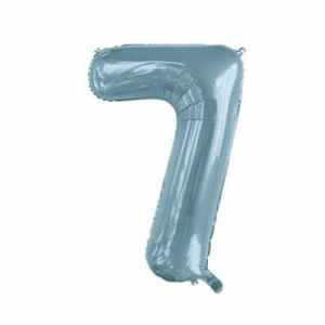 Number 7 Light Blue 86cm (34 inch) Decrotex Foil Balloon Each