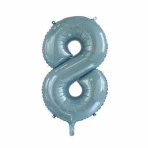 Number 8 Light Blue 86cm (34 inch) Decrotex Foil Balloon Each