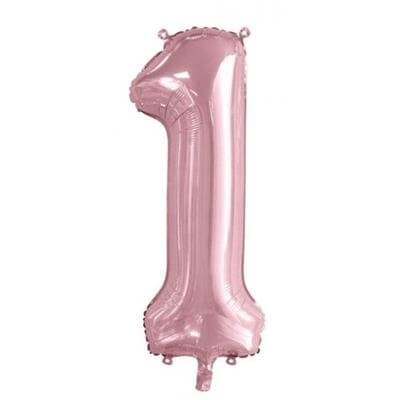 Number 1 Light Pink 86cm (34 inch) Decrotex Foil Balloon Each