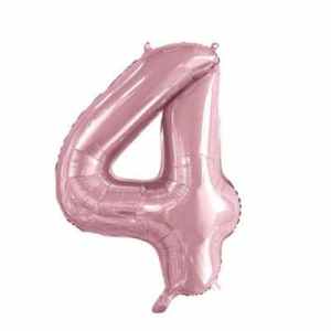 Number 4 Light Pink 86cm (34 inch) Decrotex Foil Balloon Each