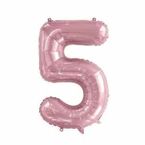 Number 5 Light Pink 86cm (34 inch) Decrotex Foil Balloon Each