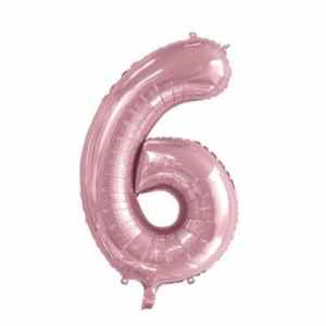 Number 6 Light Pink 86cm (34 inch) Decrotex Foil Balloon Each