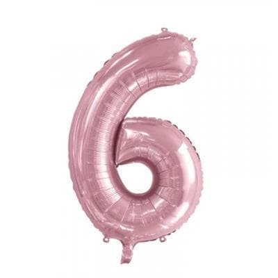 Number 6 Light Pink 86cm (34 inch) Decrotex Foil Balloon Each