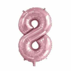 Number 8 Light Pink 86cm (34 inch) Decrotex Foil Balloon Each