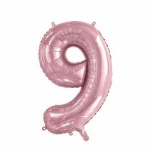 Number 9 Light Pink 86cm (34 inch) Decrotex Foil Balloon Each