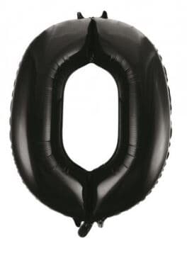 Number 0 Black 86cm (34 inch) Decrotex Foil Balloon Each