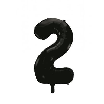 Number 2 Black 86cm (34 inch) Decrotex Foil Balloon Each