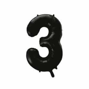 Number 3 Black 86cm (34 inch) Decrotex Foil Balloon Each