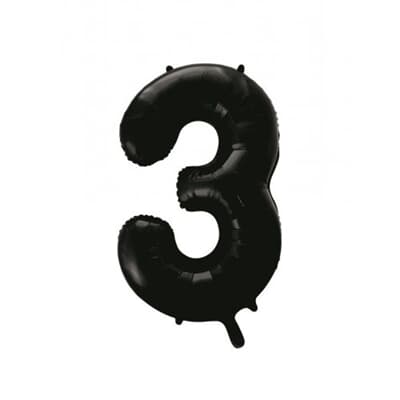 213783.jpg Number 3 Black 86cm (34 inch) Decrotex Foil Balloon Each