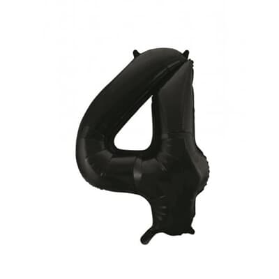 Number 4 Black 86cm (34 inch) Decrotex Foil Balloon Each