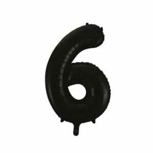 Number 6 Black 86cm (34 inch) Decrotex Foil Balloon Each