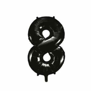 Number 8 Black 86cm (34 inch) Decrotex Foil Balloon Each