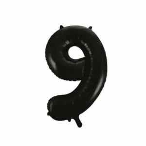 Number 9 Black 86cm (34 inch) Decrotex Foil Balloon Each