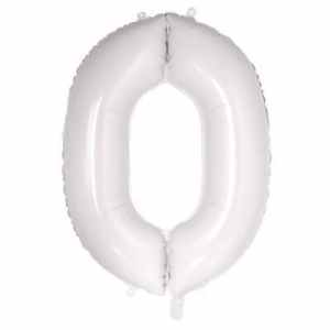 Number 0 White 86cm (34 inch) Decrotex Foil Balloon Each