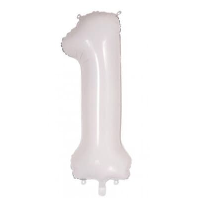 213801.jpg Number 1 White 86cm (34 inch) Decrotex Foil Balloon Each