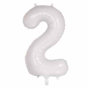 Number 2 White 86cm (34 inch) Decrotex Foil Balloon Each