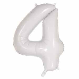 213804.jpg Number 4 White 86cm (34 inch) Decrotex Foil Balloon Each