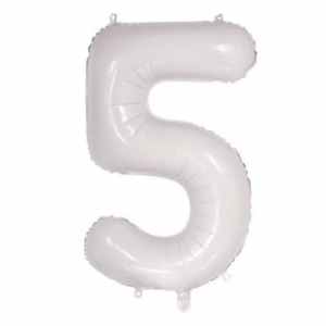 Number 5 White 86cm (34 inch) Decrotex Foil Balloon Each
